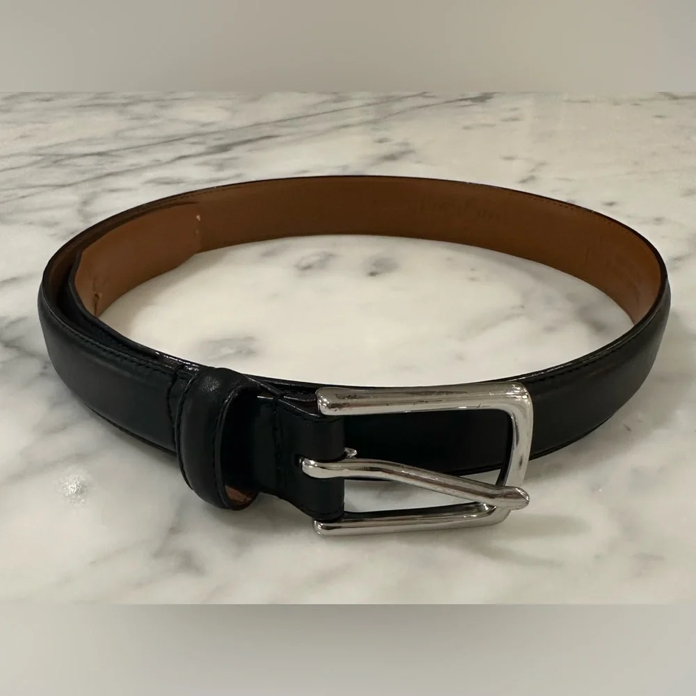 Polo Ralph Lauren Black Leather Belt with silver buckle - size 26 waist